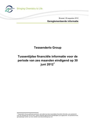 Tessenderlo Group Tussentijdse financiÃ«le informatie voor de ...