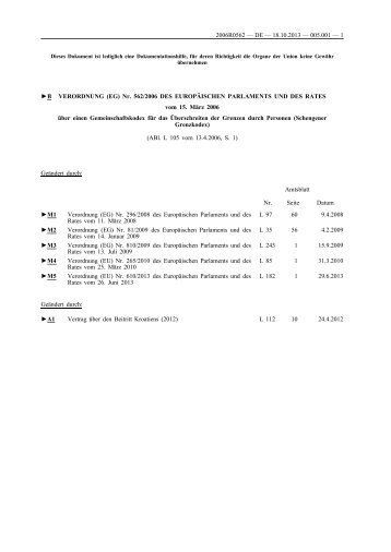 (EG) Nr. 562/2006 DES EUROPÃISCHEN PARLAMENTS