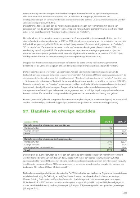 Jaarverslag 2011 met daarin het geconsolideerde - Tessenderlo ...