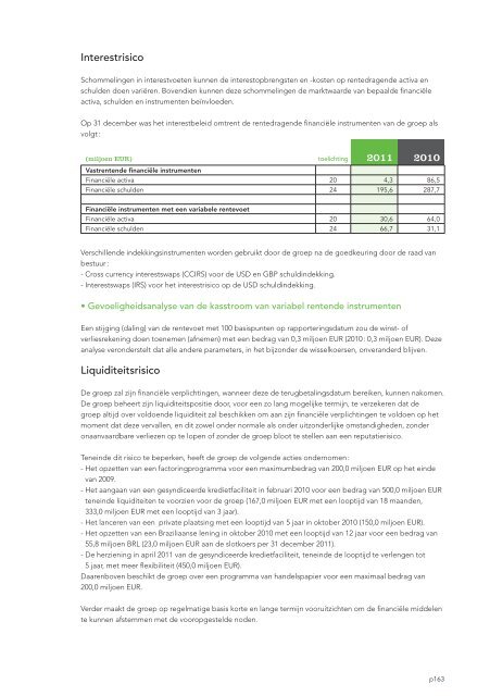 Jaarverslag 2011 met daarin het geconsolideerde - Tessenderlo ...