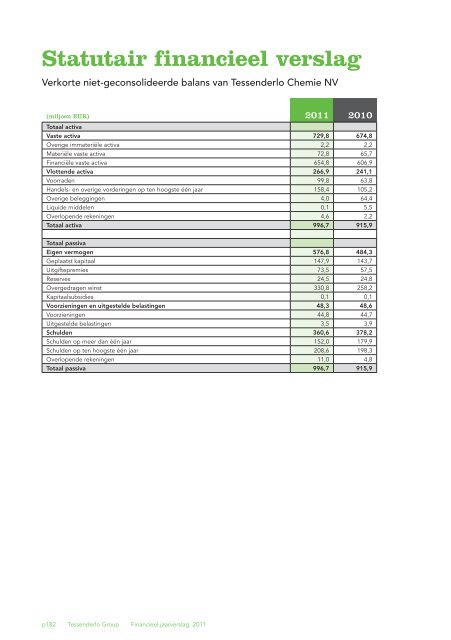 Jaarverslag 2011 met daarin het geconsolideerde - Tessenderlo ...