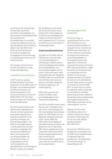 Jaarverslag 2011 met daarin het geconsolideerde - Tessenderlo ...