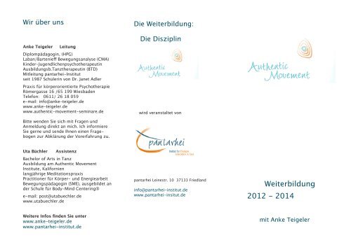Weiterbildung Authentic Movement - Pantarhei - Institut für Therapie ...