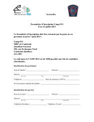 Formulaire d'inscription Camp 911 8 au 12 juillet 2013 Le formulaire ...