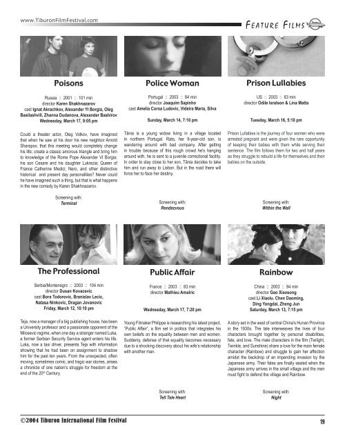 2004 Program - Tiburon International Film Festival