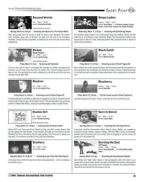 2004 Program - Tiburon International Film Festival
