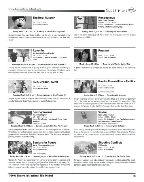 2004 Program - Tiburon International Film Festival