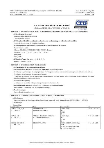 fiche de securite - Geb