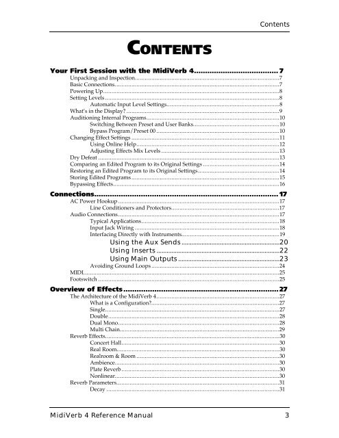 Alesis MidiVerb 4 Reference Manual - They Remained Silent