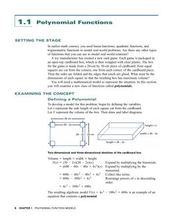 1.1 Polynomial Functions