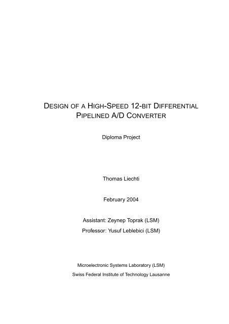 Design of a High-Speed 12-bit Differential Pipelined A/D Converter