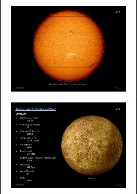 Sonnensystem - Kleinmaeusiges.de