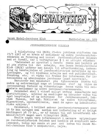 JERNBANEHISTORISK SELSKAB I tilslutning til ... - Signalposten.dk