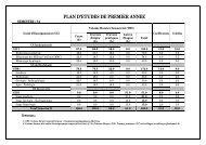 PLAN D'ETUDES DE PREMIER ANNEE - ENSH