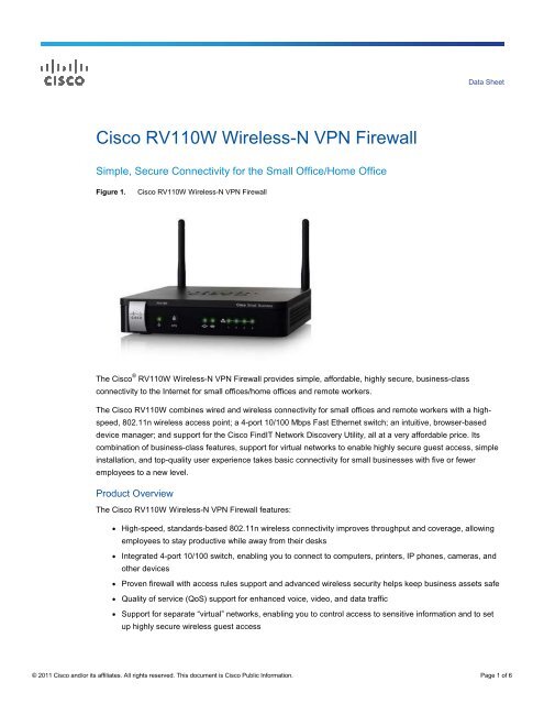 Cisco RV110W Wireless-N VPN Firewall