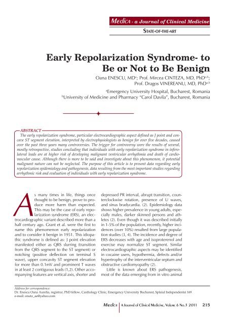 Early Repolarization Syndrome - MÃDICA - a Journal of Clinical ...