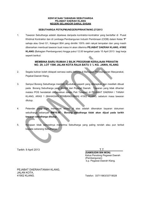 JABATAN KERJA RAYA - Sistem Tender Dokumen dan Sebutharga