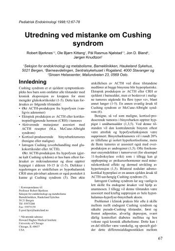 Utredning ved mistanke om Cushing syndrom - Pediatrisk ...