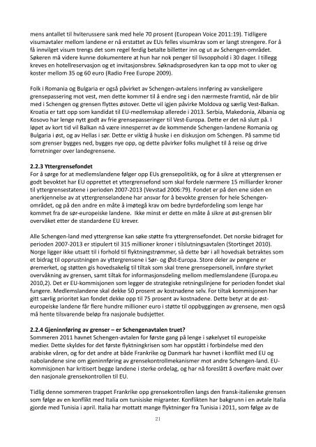 Arbeidsnotat 7-2011: GrenselÃ¸s kontroll - Nei til EU