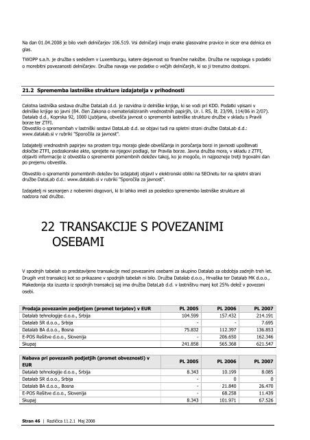 DataLab Tehnologije, d.d., Ljubljana - Agencija za trg vrednostnih ...