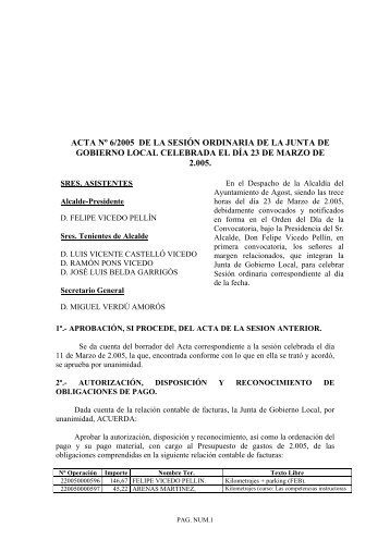 Junta de Gobierno Local 23/03/2005 - Ajuntament d'Agost