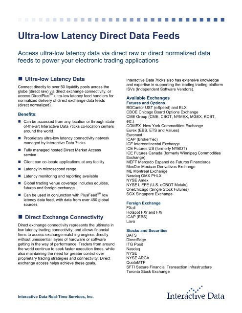 Ultra-low Latency Direct Data Feeds - Interactive Data Corporation