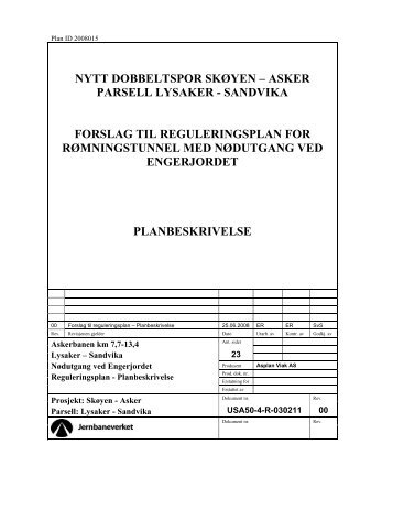 Planbeskrivelse Engerjordet - Jernbaneverket