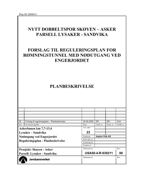 Planbeskrivelse Engerjordet - Jernbaneverket