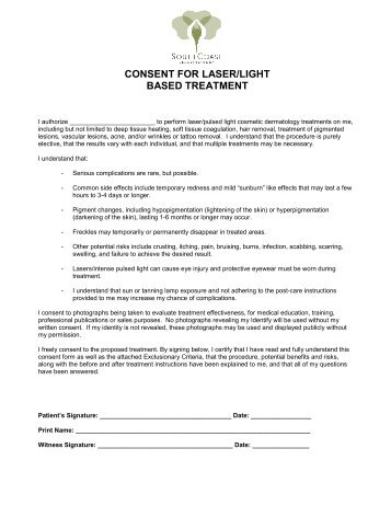CONSENT FOR LASER/LIGHT BASED TREATMENT - Urogyn.org