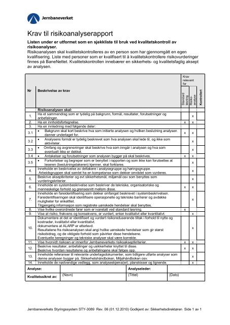 Endringer ved revisjon 01.12.2010 - Jernbaneverket