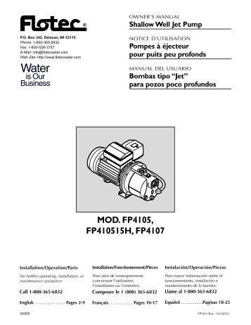 MOD. FP4105, FP410515H, FP4107 - Flotec
