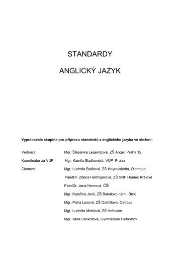 STANDARDY ANGLICKÃ JAZYK - Cmestatic