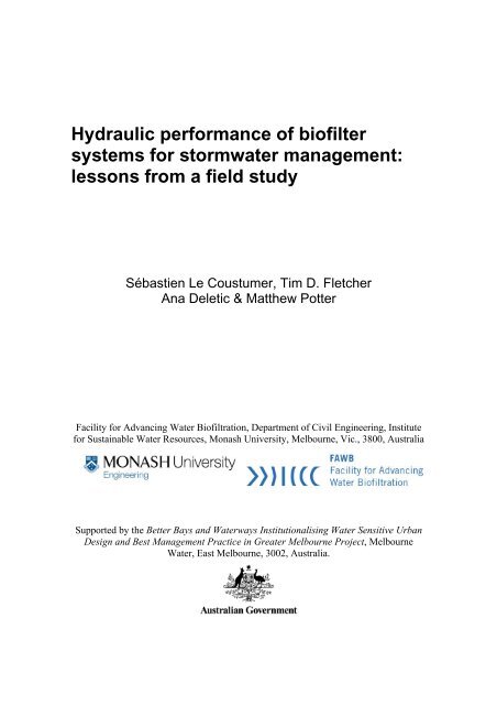 Hydraulic performance of biofilter systems for stormwater management