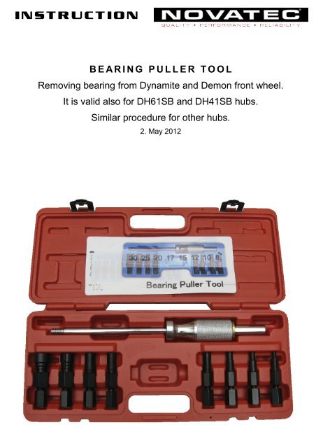 Bearing Puller Tool Instruction - Novatec