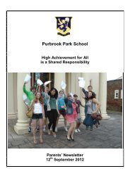 Purbrook Park School High Achievement for All is a Shared ...