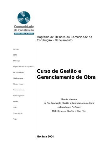 Curso de GestÃ£o e Gerenciamento de Obra - Comunidade da ...