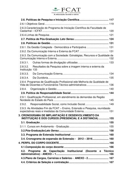 Plano e Desenvolvimento Institucional - FCAT