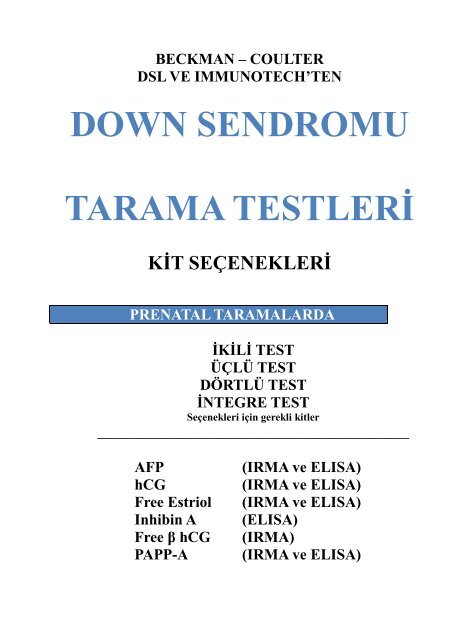 DOWN SENDROMU TARAMA TESTLERÄ° _1_ - Kodal Medikal