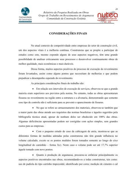 grupo de trabalho sobre revestimentos de argamassa relatÃ³rio da ...