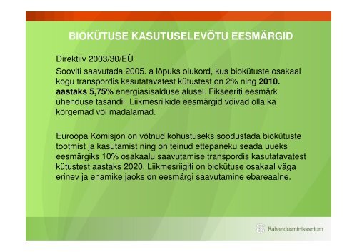 Biokütuste maksustamine ja vedelkütuse ... - bioenergybaltic