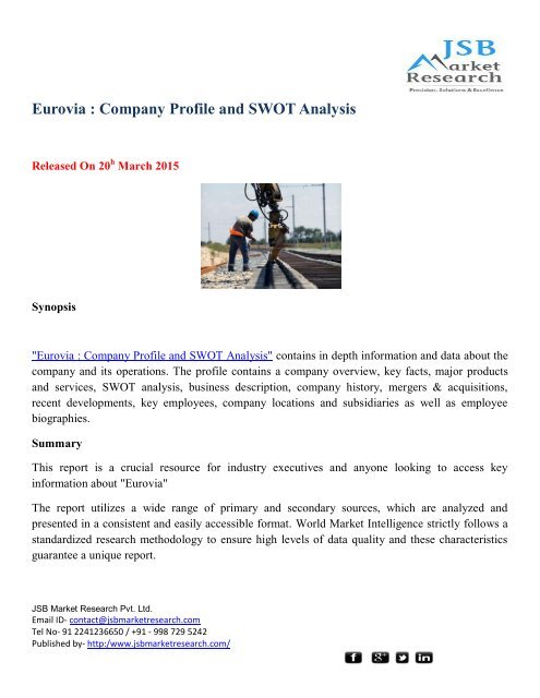 JSB Market Research: Eurovia : Company Profile and SWOT Analysis