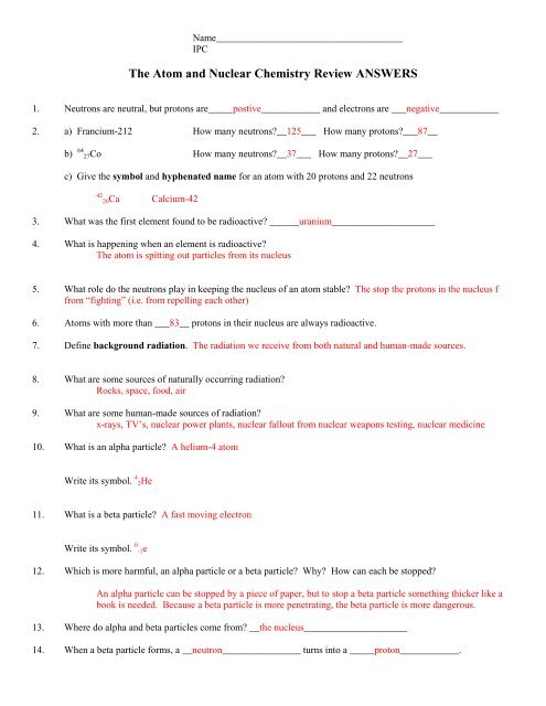 The atom and nuclear chemistry review answers IPC.pdf