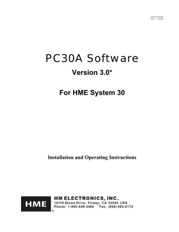 PC30A Software - HME