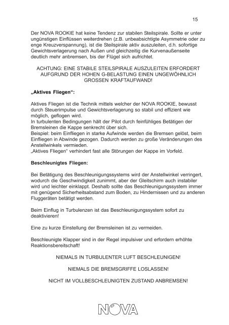 BETRIEBSHANDBUCH ROOKIE - Nova Paragliding