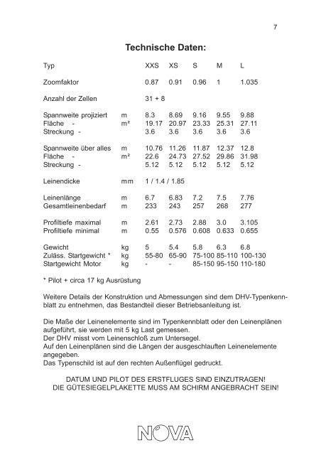 BETRIEBSHANDBUCH ROOKIE - Nova Paragliding