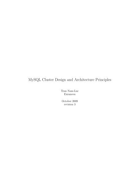 MySQL Cluster Design and Architecture Principles - EURA NOVA Blog