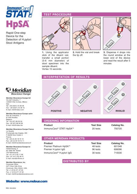 Rapid One-step Device for the Detection of H.pylori Stool Antigens ...