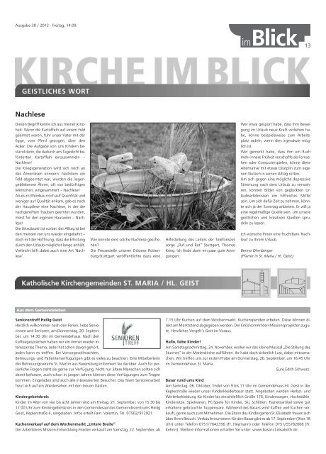 Ausgabe 30/2012 - Weingarten im Blick