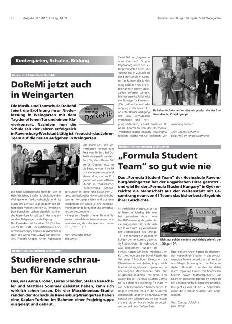 Ausgabe 30/2012 - Weingarten im Blick