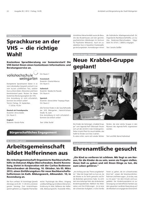 Ausgabe 30/2012 - Weingarten im Blick